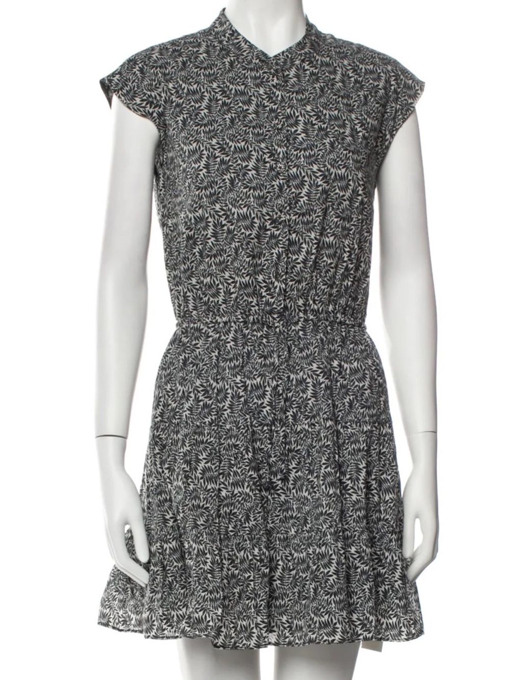 Rebecca Minkoff Ollie Botanical Print Mini Dress Black Foliage Prints XXS
